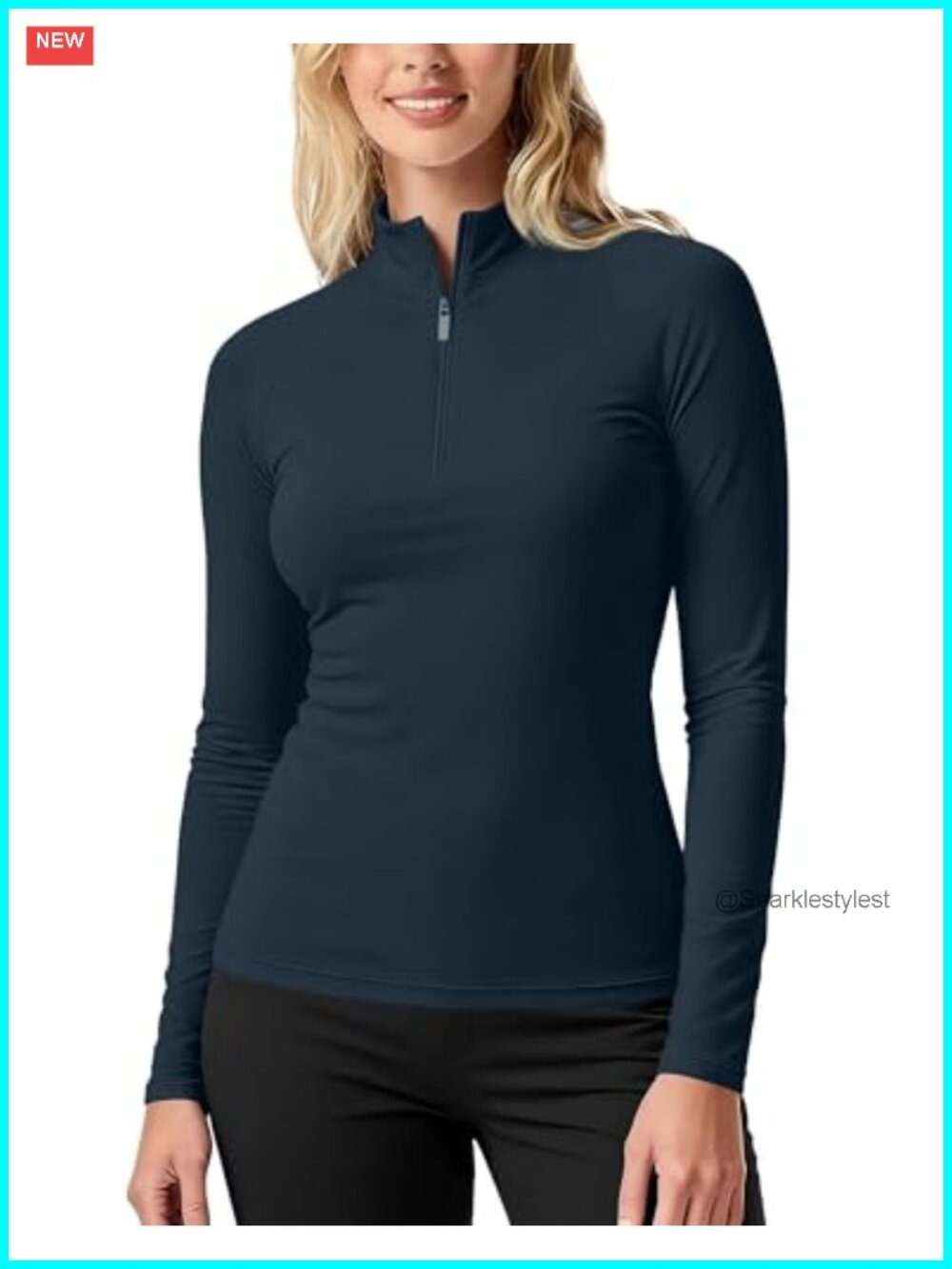 Womens Quarter Zip Pullover Mock Neck Slim Fit Quick-Dry Athletic Workout Top